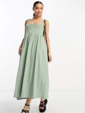 ASOS Petite Light Sage Green Knit Maxi Dress size 12